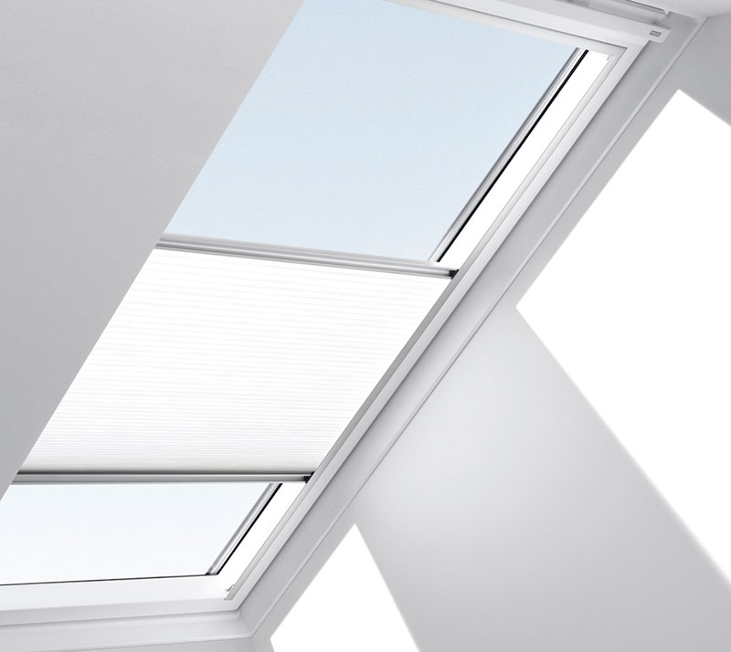 image shows: Velux Flying Pleated Blinds