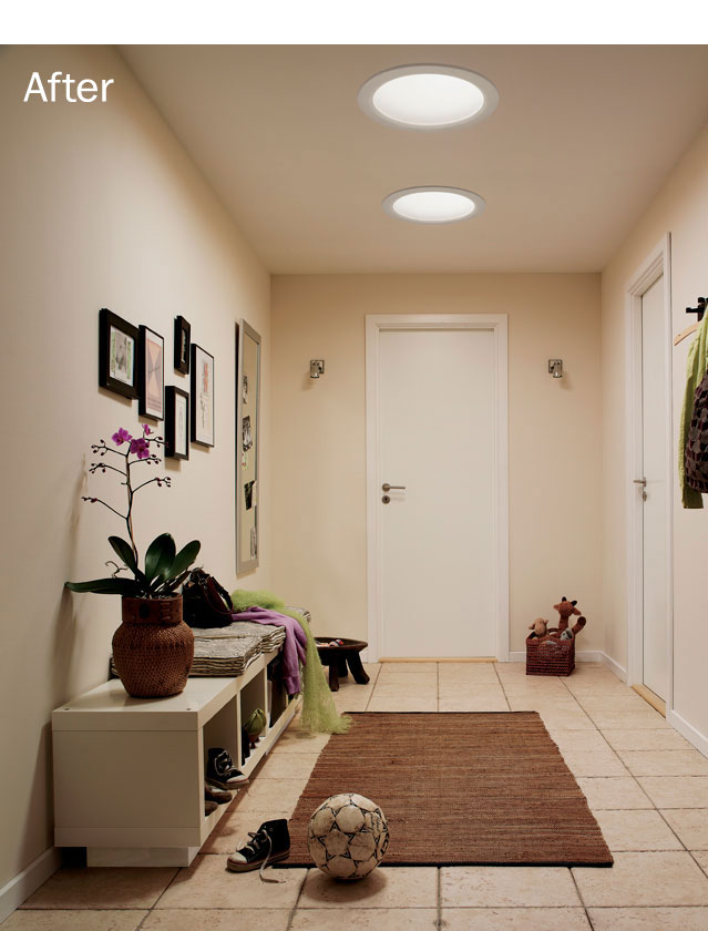 image shows: Hallway after Velux Sun Tunnel installed