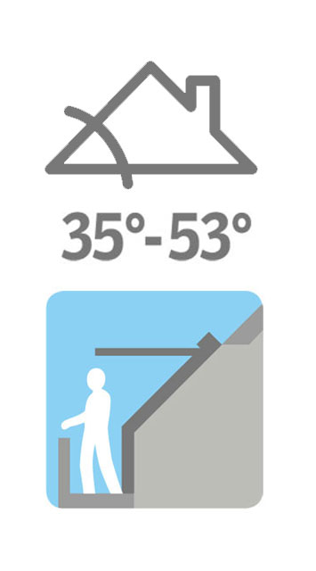 image shows: Velux roof terrace pitch diagram