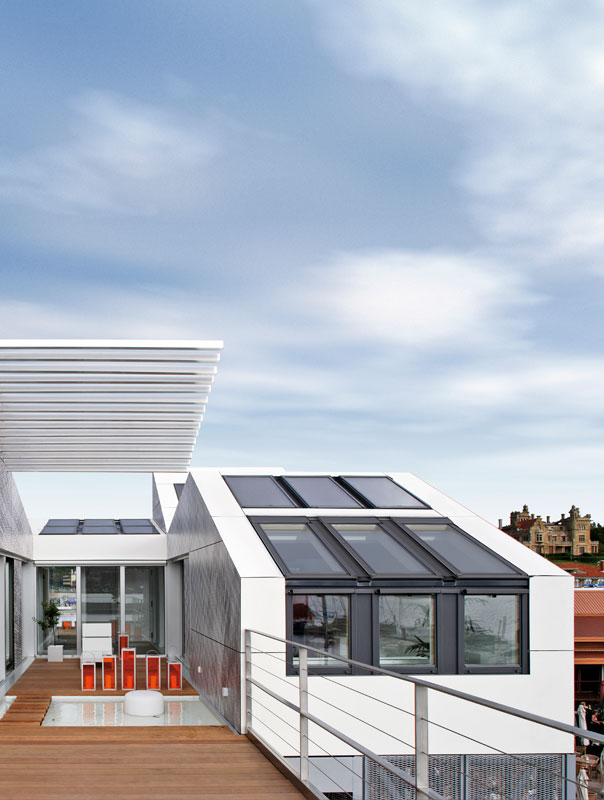 Click here to view this image of Velux Solar Hot Water Systems in full screen with accompanying information. Short version: More and more people in the UK are becoming aware of green issues, and the impact their home has on the environment Photograph of Velux Solar Hot Water Systems