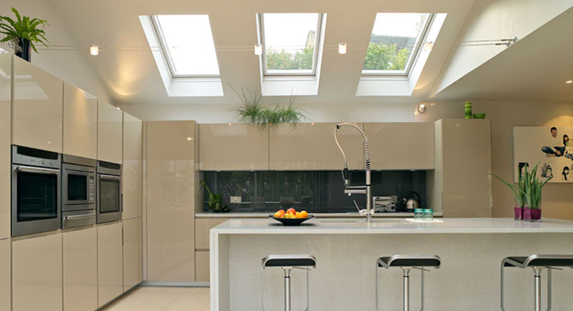 Click here to view this image of More Space - More Light in full screen with accompanying information. Short version: White polyurethane finish is perfect for contemporary interiors and ideal for humid rooms such as ktichens or bathrooms. Photograph of More Space - More Light